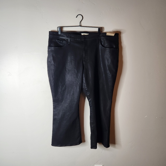 NWT Madewell Kick Out Crop Jeans True Black Wash Coated Edition Size 22W - Picture 3 of 8